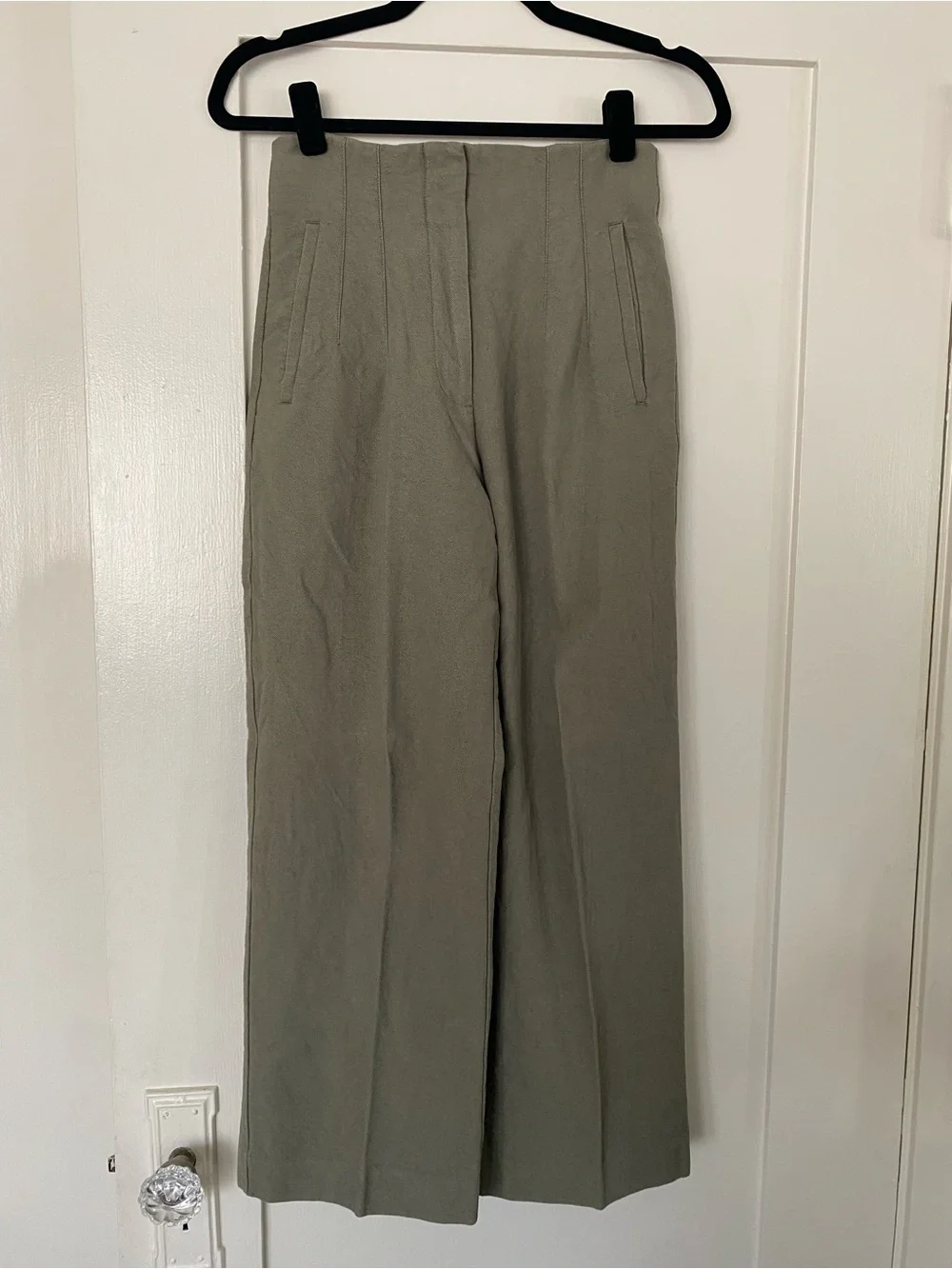 Zara Olive Green High-Rise Trousers